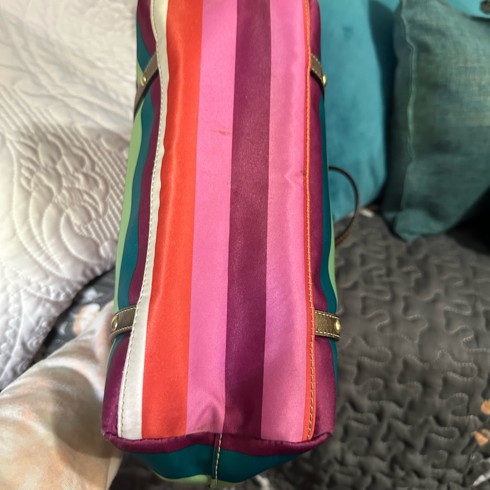 Coach Pink and Orange Tote Bag Vibrant Striped Design - Picture 5 of 11
